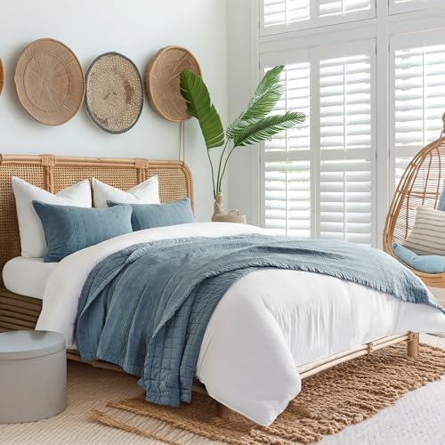 EVERGRACEHOME Stonewashed Cotton Quilt Set Full Queen Size