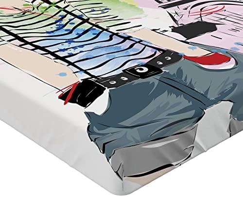 Ambesonne Eiffel Tower Fitted Sheet Set Multicolor