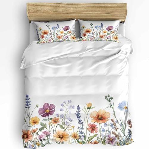3-Piece Queen Duvet Cover Set with Zipper and Pillowcases