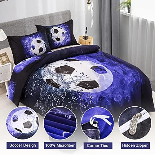 WONGS BEDDING 3D Soccer Duvet Set Twin Size