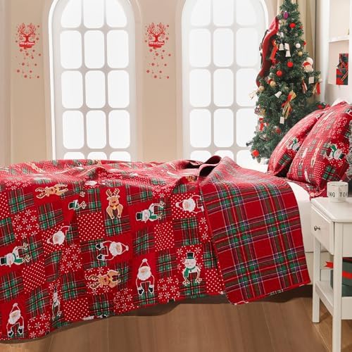 CHESITY 3-Piece Christmas Quilt Set King Size