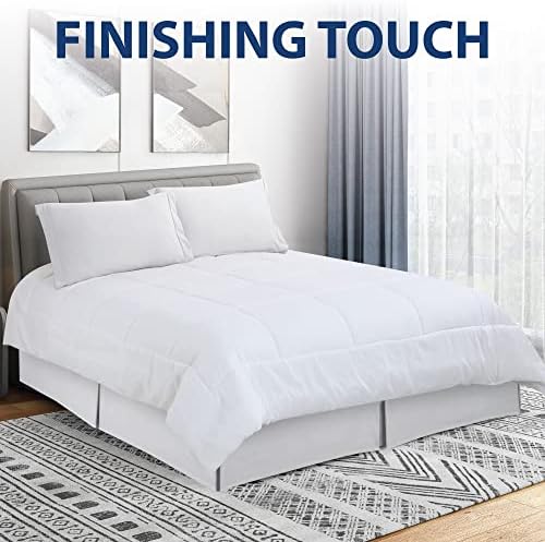 Cathay Home Double Brushed Microfiber Pleated Bed Skirt - White Twin Size
