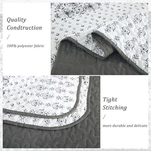 Dintszyayue Boho Quilt Set Queen Size Grey Striped
