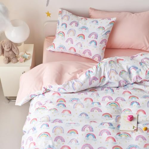 Wake In Cloud - Twin Size Rainbow Bedding Set for Girls