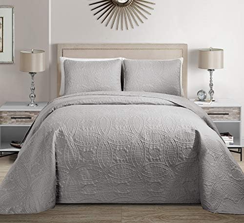 Linen Plus 3 Piece King Size Embossed Coverlet Set