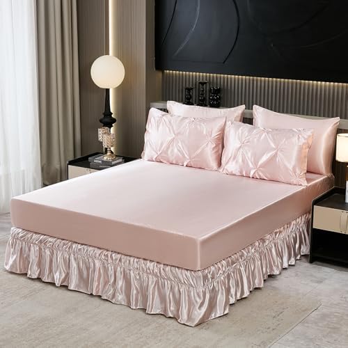 Bedbay Pink Satin King Comforter Set 10-Piece