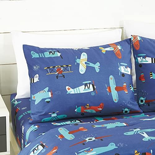 Blue Airplane Print Comforter Set Twin Size