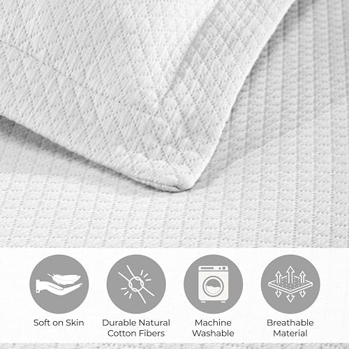 Superior Solitaire Cotton 2 Piece Bedspread Set Twin White