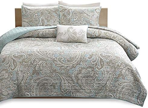 Madison Park Pure Ronan Cotton Quilt Set Blue 4 Piece
