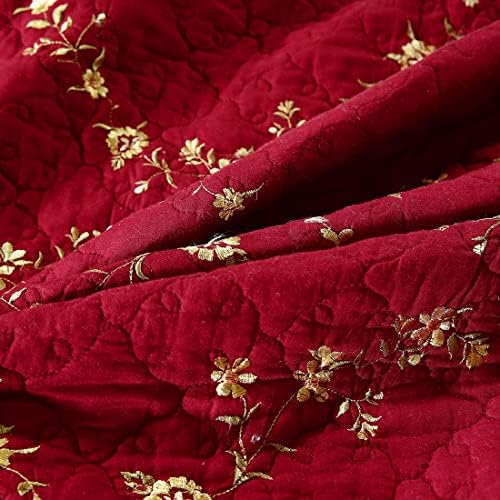 Vctops 3-Piece Christmas Red Floral Bedspread Set