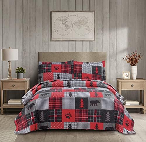MINCHI King Size Bear Quilt Set with Pillowshams