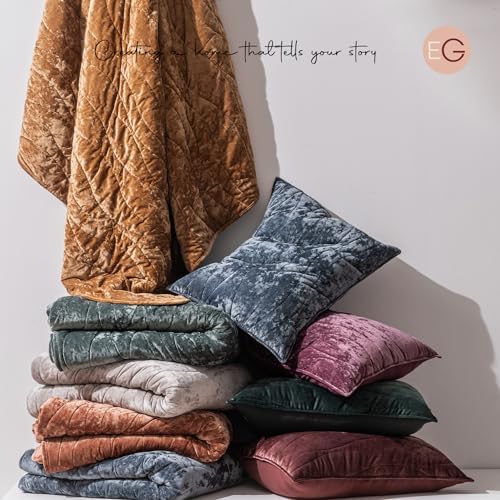 EVERGRACE Velvet Queen Quilt Set Stormy Blue