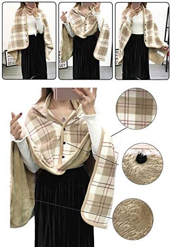 Doublelayer Plaid Heated Throw Blanket for Winter