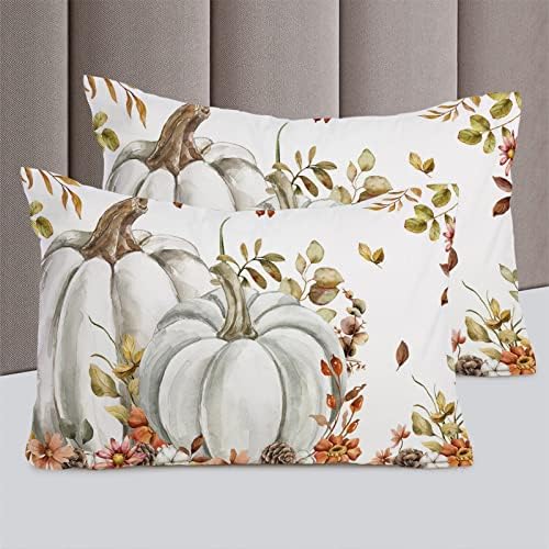 OComster California King Duvet Cover Set with Grey Pumpkin Flower Design
