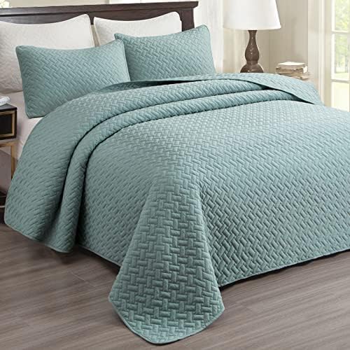 EMME Twin Quilt Set - Aqua Blue 66x90 Reversible Bedspread