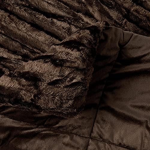 Madison Park Duke Luxe Faux Fur Reversible Comforter Set Chocolate 3 Piece