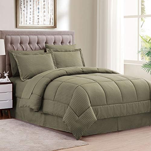Sweet Home Collection 8-Piece Bed in a Bag - King Sage