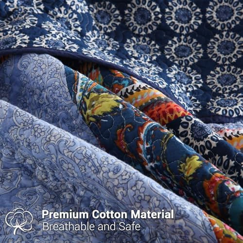Yvooxny Reversible Cotton Quilt Set Queen Size 3-Piece