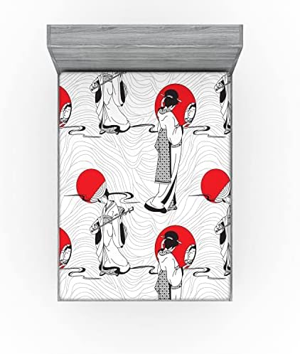 Ambesonne East Fitted Sheet Black Red California King