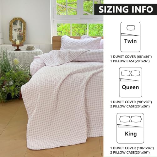 NSNLGSGC Pink Gingham Queen Quilt Set