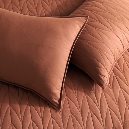 SHALALA Cotton Brick Red King Quilt Set