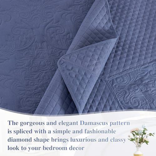 ENJOHOS Navy Blue Extra Wide Cal King Quilt Set