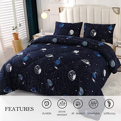 ENJOHOS Galaxy Comforter Set Twin Size 3Pcs Space Bedding