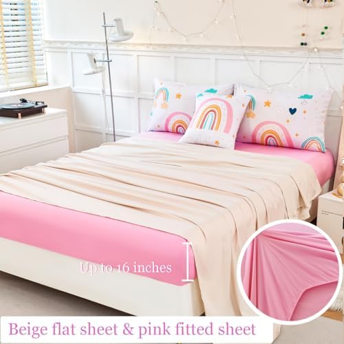ANGIYUIN 6 Piece Rainbow Comforter Set for Girls