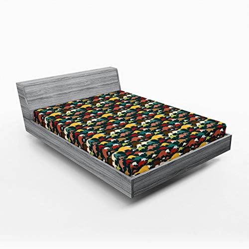 Ambesonne Velociraptor Fitted Sheet with Elastic Deep Pocket California King