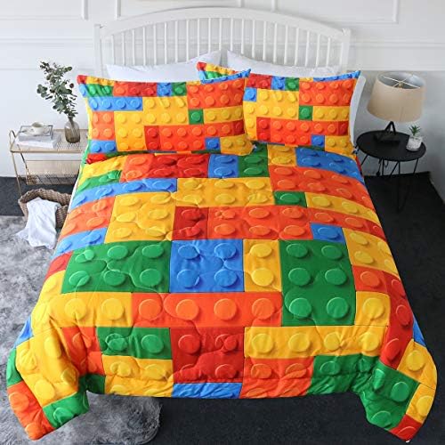 BlessLiving Kids Building Blocks Comforter Set - 3-Piece Twin