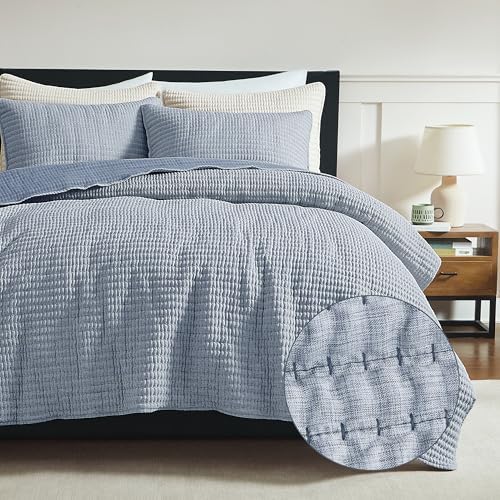 WDCOZY Chambray Pick Stitch Twin Quilt Set 1
