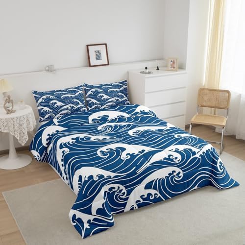 Feelyou Kids Japanese Wave Comforter Set Twin Size