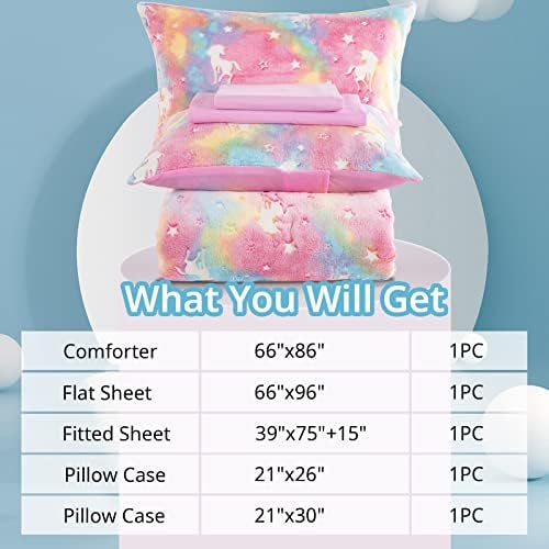 HOMBYS Glow in the Dark Comforter Set 5 Piece TwinTwin XL