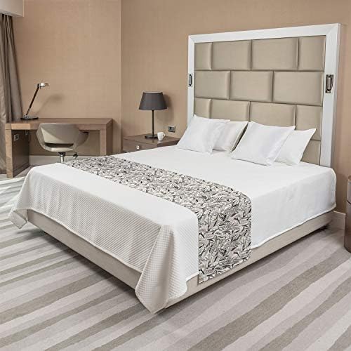 Ambesonne Forest Bed Runner 88x195 Inches Taupe White