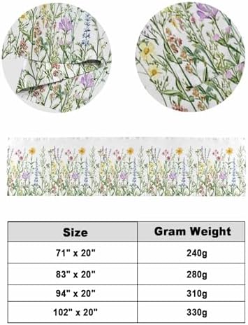 Yukro Bed Runner Scarf Spring Wildflower Green Leaf Design