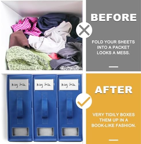 CosyBreeze 4 Pack Bed Sheet Organizer with Zipper and Label Cards