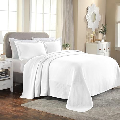 Superior Solitaire Cotton 2 Piece Bedspread Set Twin White