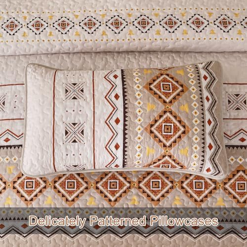 WONGS BEDDING Boho Beige Quilt Set Queen Size
