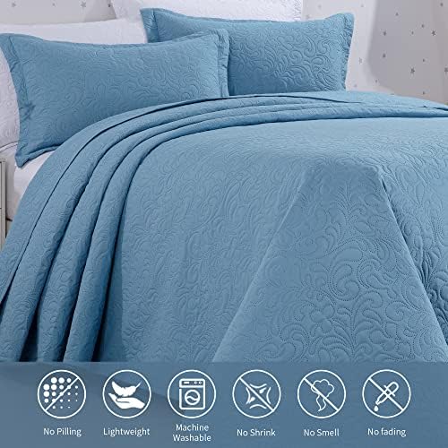 HOMBYS Alaska King 132x120 Bedspread Set Blue