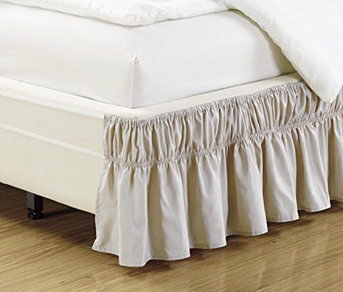 Fancy Linen Twin Full Bed Skirt with Elastic Ruffle