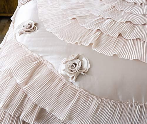 Tache Satin Ruffle Floral Comforter Set California King