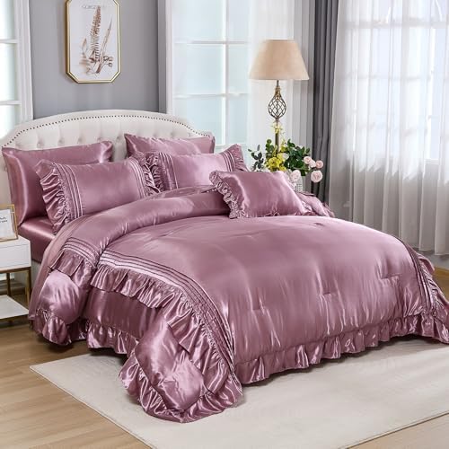 Luxury Satin Comforter Set 8-Piece Blush Pink
