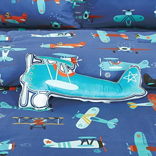 Blue Airplane Print Comforter Set Twin Size