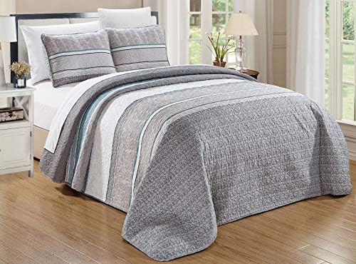 Grand Linen 3-Piece Quilt Set Reversible Coverlet