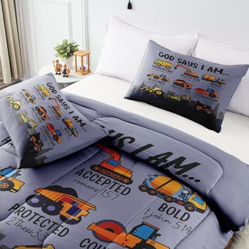 GRAT TIOC Construction Truck Comforter Set Twin Size