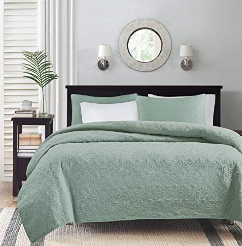 Madison Park Quebec Dusty Pale Seafoam 3-Piece Quilted King Coverlet Set