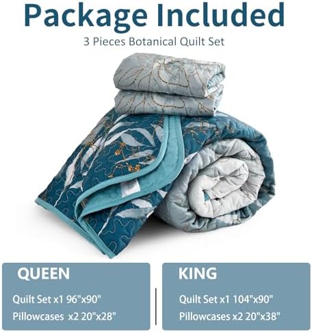 Anibedding Gradient Blue Queen Quilt Set 3-Piece