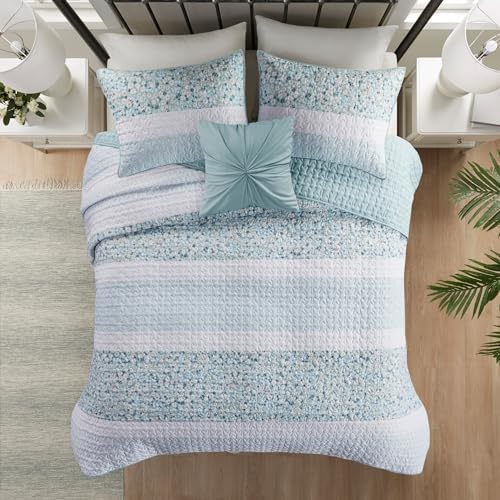 Madison Park Queen Quilt Set with Throw Pillow