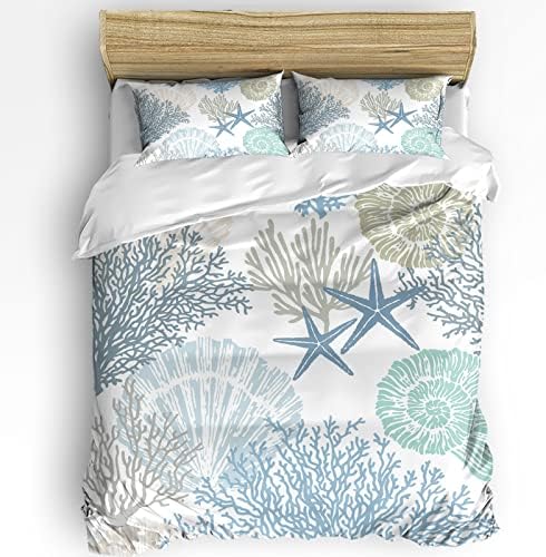 OComster California King Duvet Cover Set Teal Blue