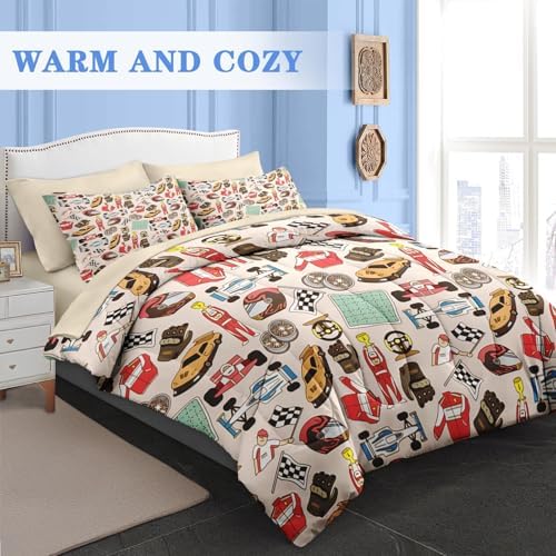 Pamnest Race Car Comforter Set Queen Size 7 Pcs